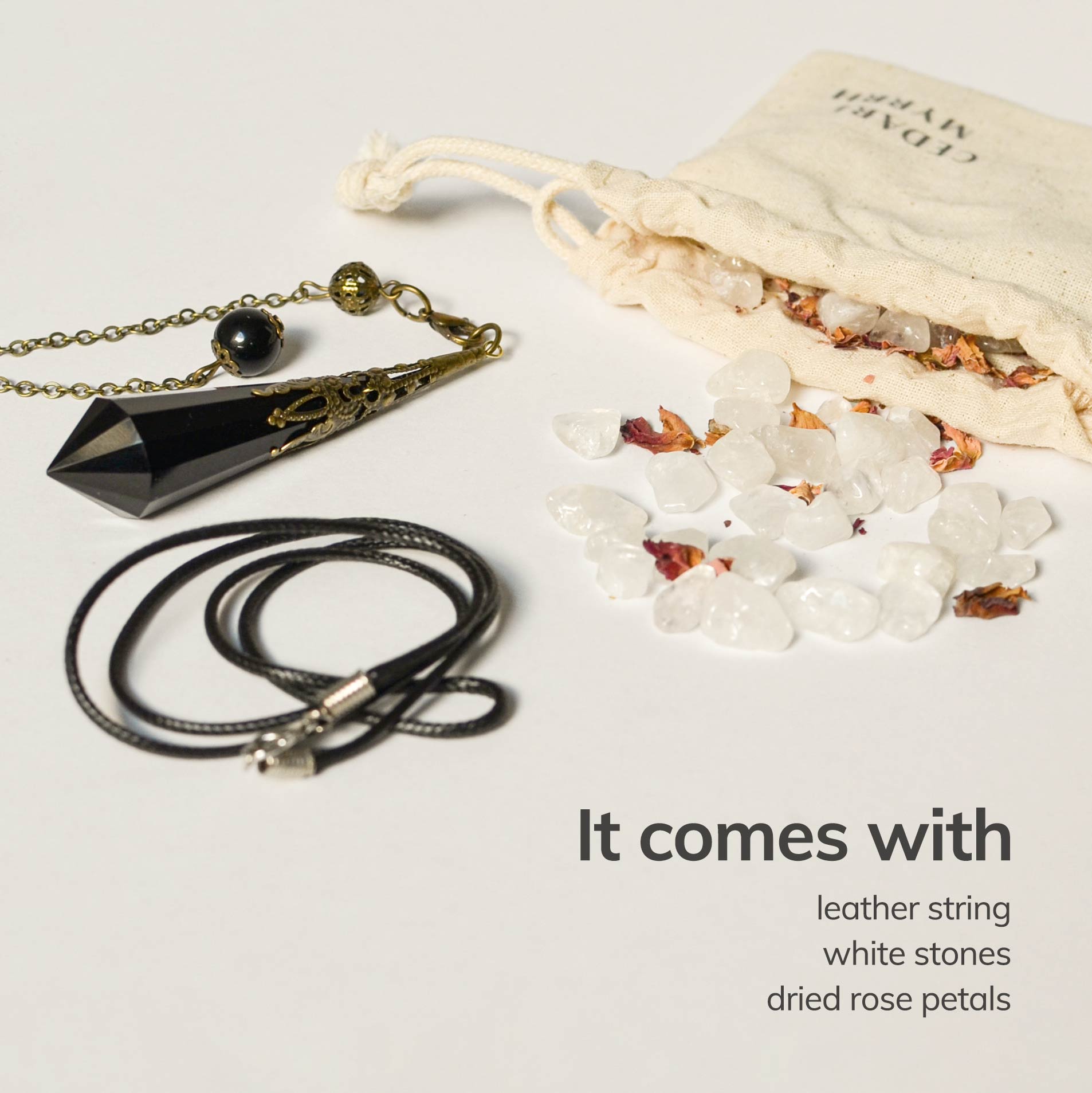 Natural Obsidian Crystal Divination Pendulum CEDAR AND MYRRH