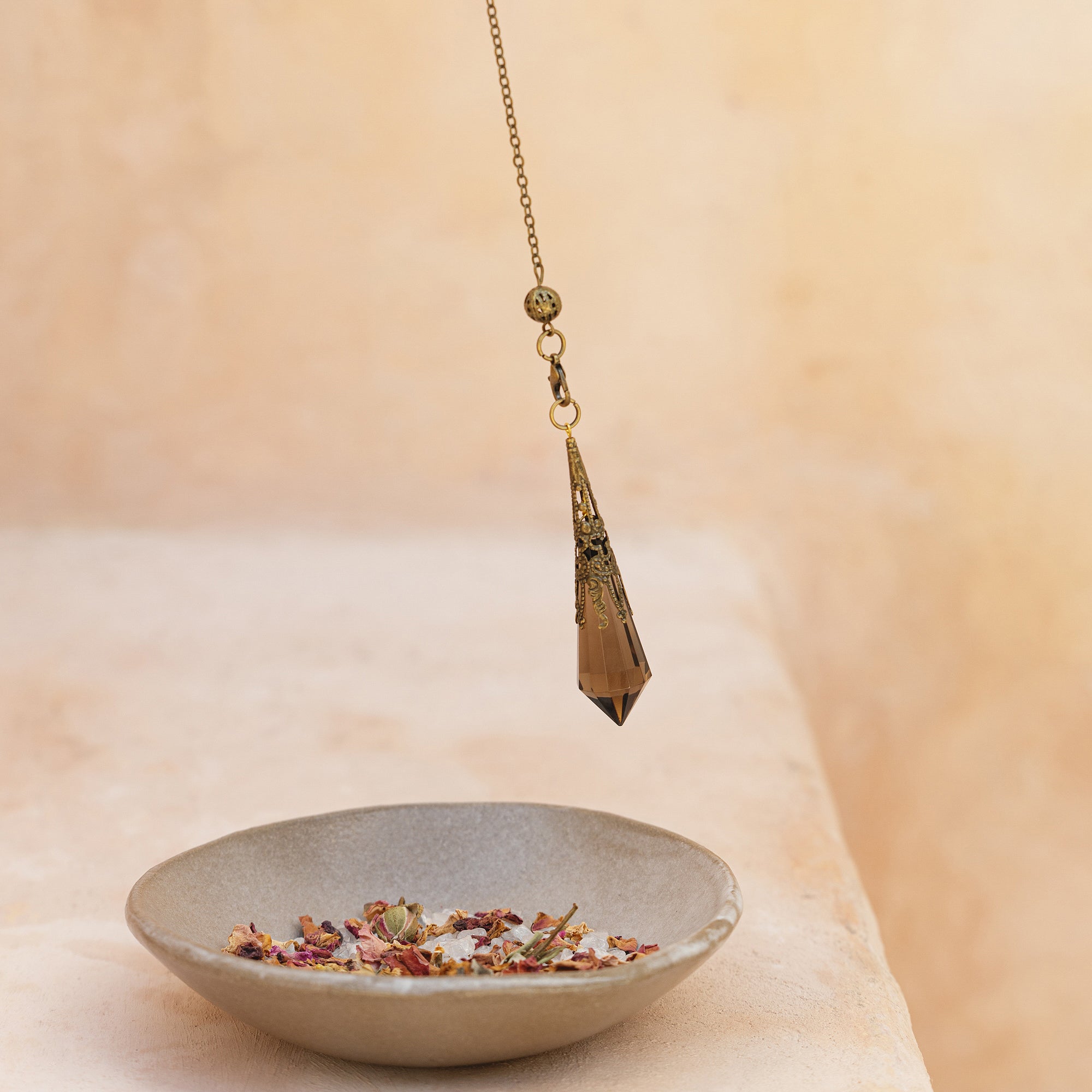 Natural Smoky Quartz Crystal Divination Pendulum CEDAR AND MYRRH