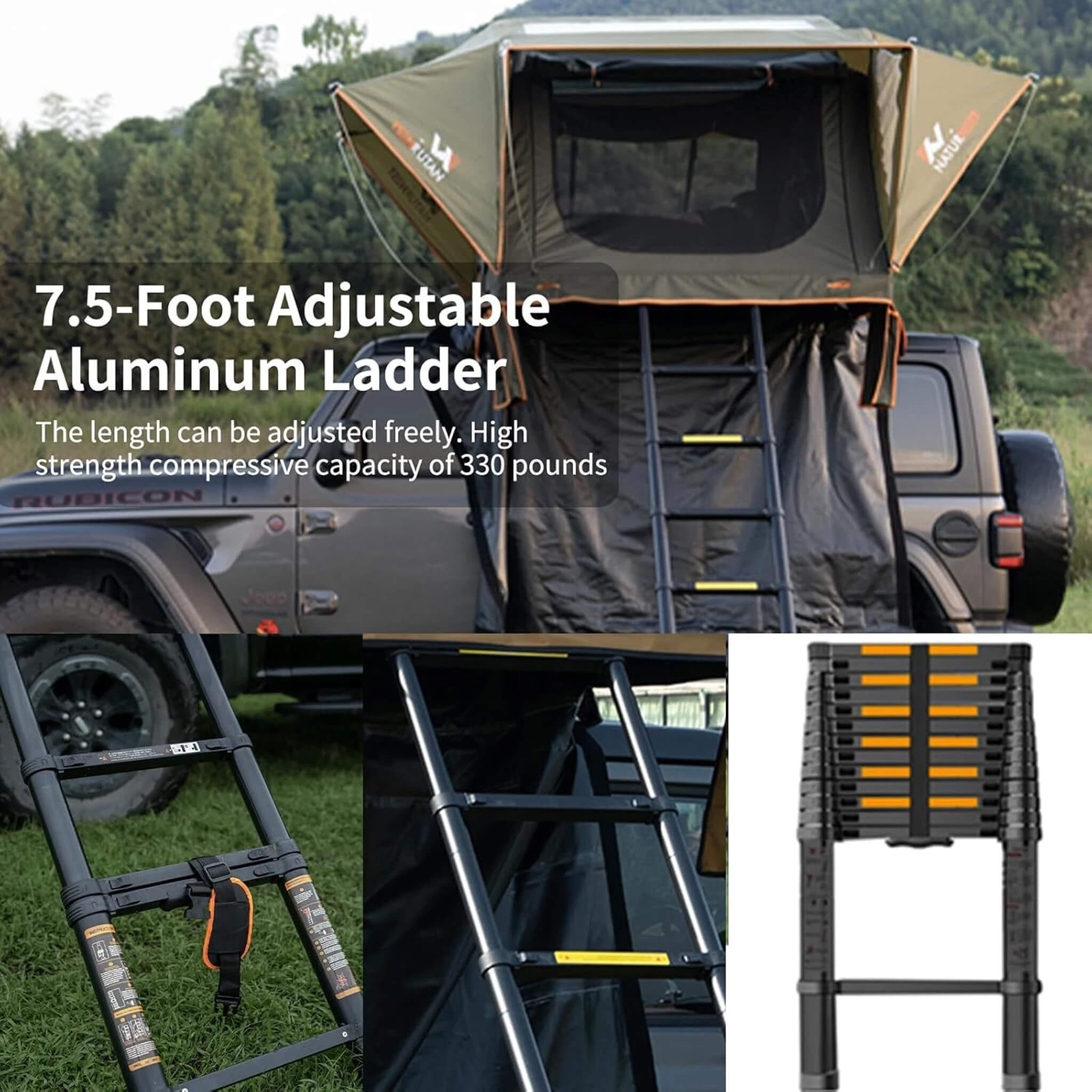 Naturnest Andromeda Green Soft Shell Rooftop Tent With Large Panoramic Skylight & YKK Doors (SAK50612) SAKSBY WHOLESALE