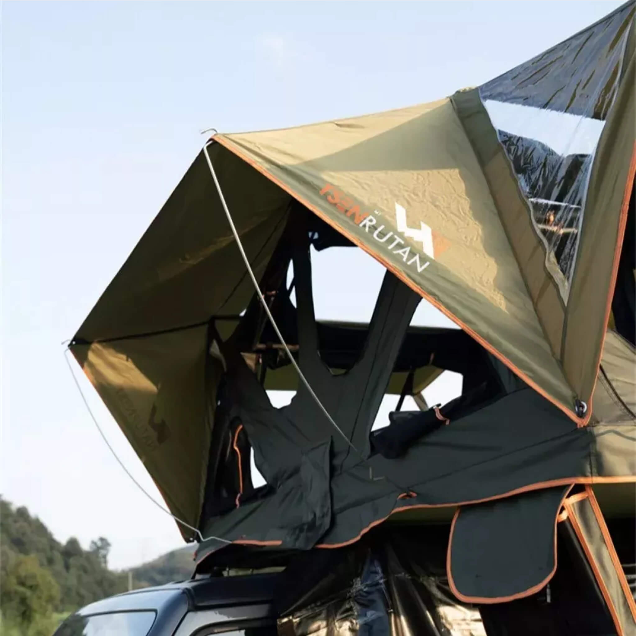 Naturnest Andromeda Green Soft Shell Rooftop Tent With Large Panoramic Skylight & YKK Doors (SAK50612) SAKSBY WHOLESALE