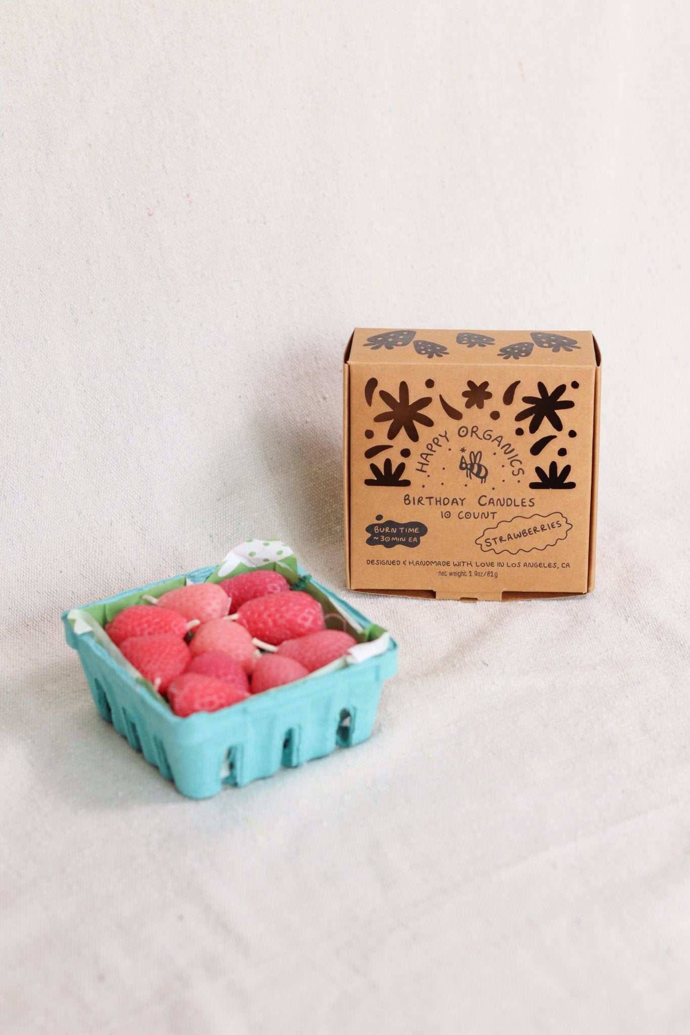 Pink Strawberry Birthday Beeswax Candles Happy Organics
