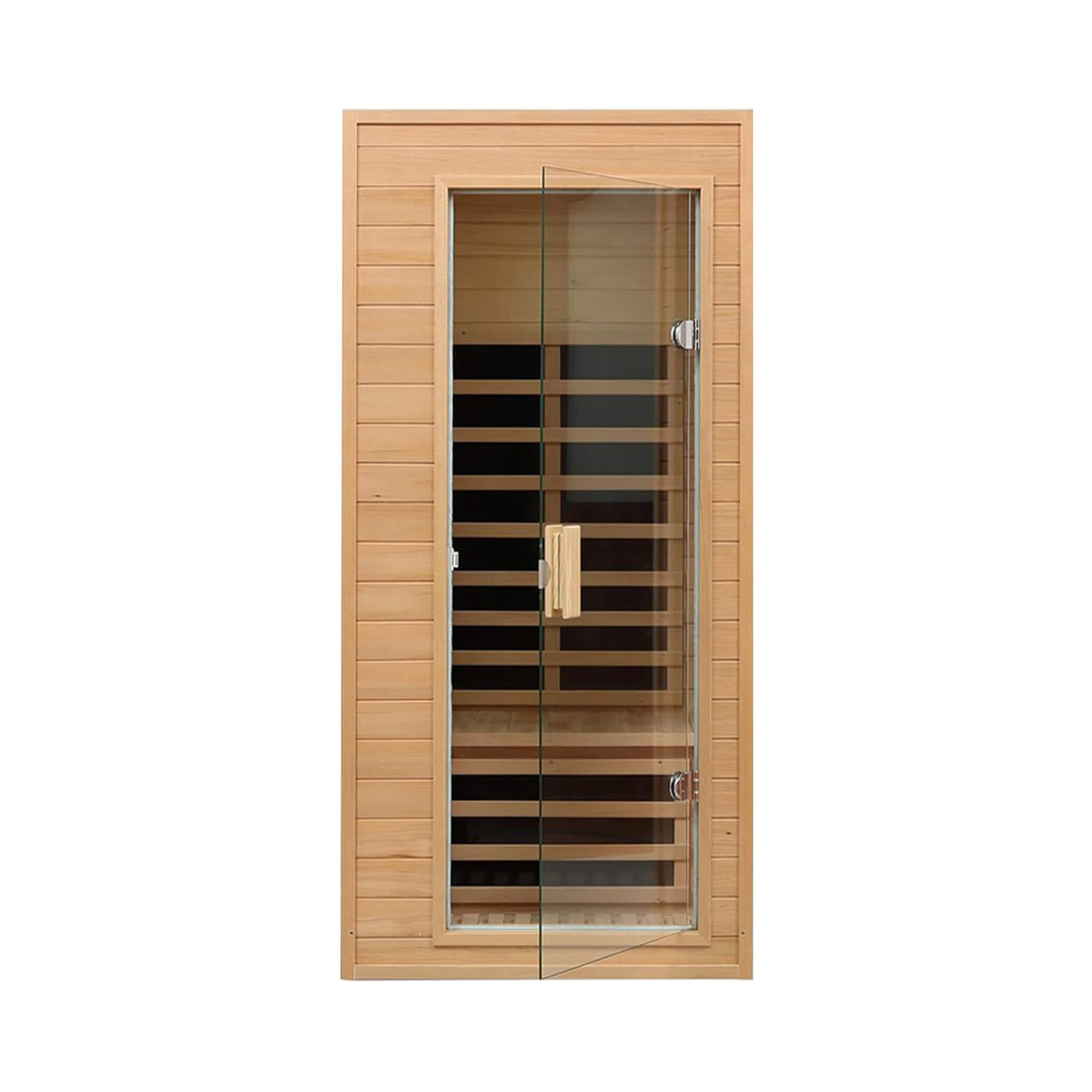 Premium 1 - Person Indoor Low EMF FAR Infrared Heat Hemlock Wood Personal Home Spa Sauna, 1200W (SAK27463) SAKSBY WHOLESALE