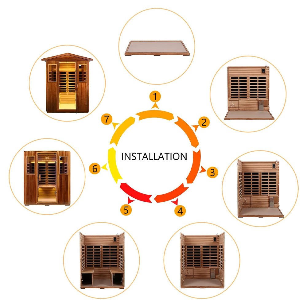 Premium 4 - Person Luxury Low EMF Outdoor FAR Infrared Home Sauna With Bluetooth Audio, 2050W (SAK15372) SAKSBY WHOLESALE