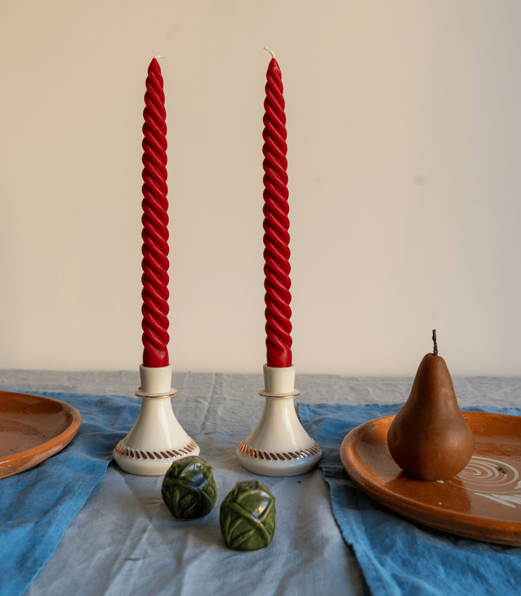 Red Beeswax Dinner Tapers - Set of 4 Happy Organics