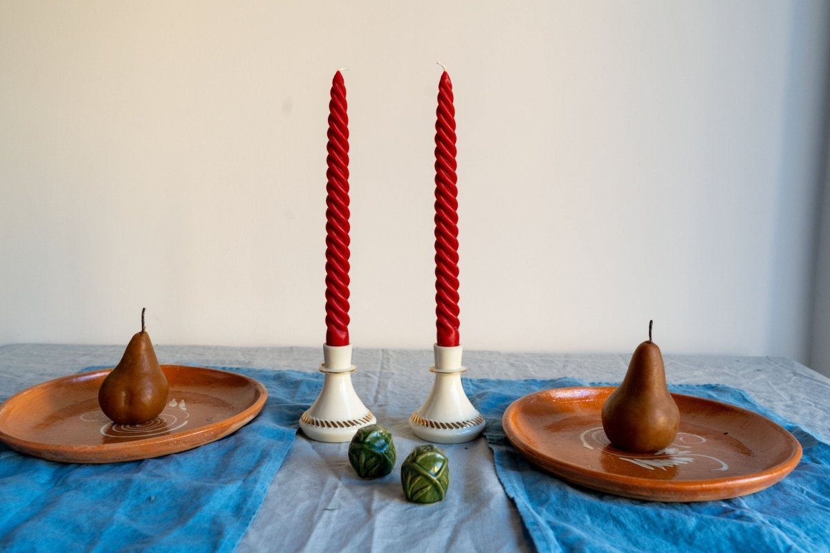 Red Beeswax Dinner Tapers - Set of 4 Happy Organics