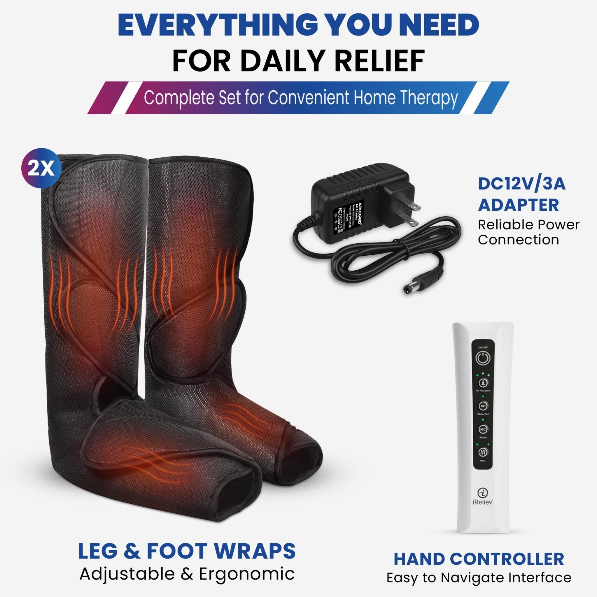 Relaxable Leg & Foot Air Compression System iReliev