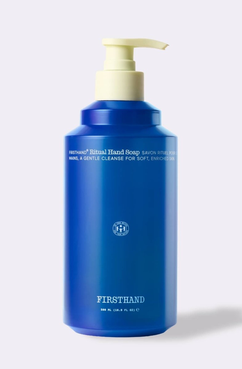 Firsthand Supply Ritual Hand Soap pump bottle in blue