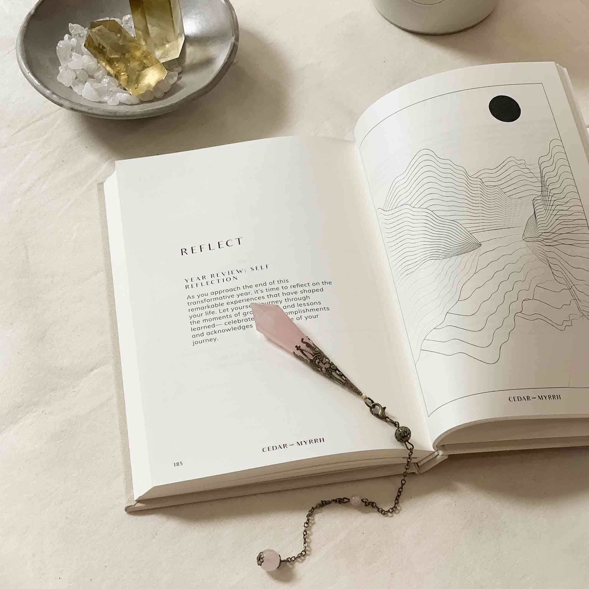 Rose Quartz Crystal Divination Pendulum CEDAR AND MYRRH