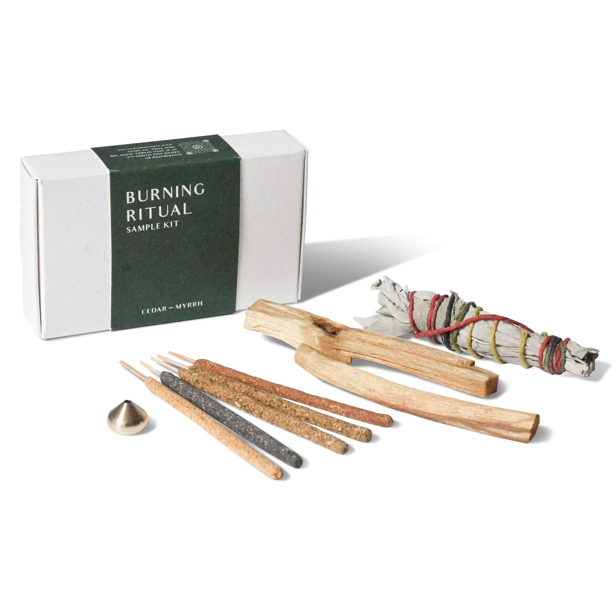 Sacred Burning Ritual Kit - Incense, Palo Santo & Sage CEDAR AND MYRRH