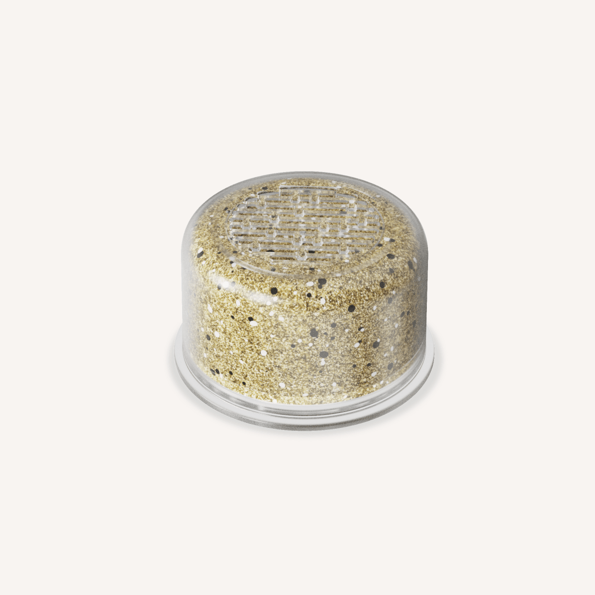 Canopy Showerhead Filter cartridge filled with golden filter media