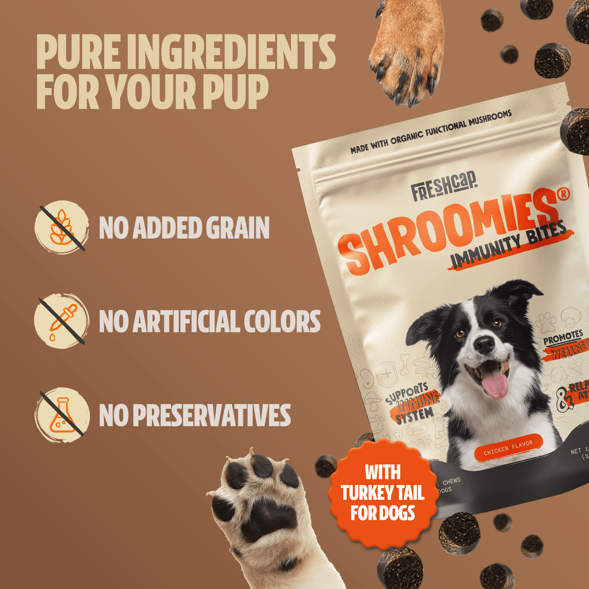 Shroomies® - Mushrooms For Dogs FreshCap Mushrooms