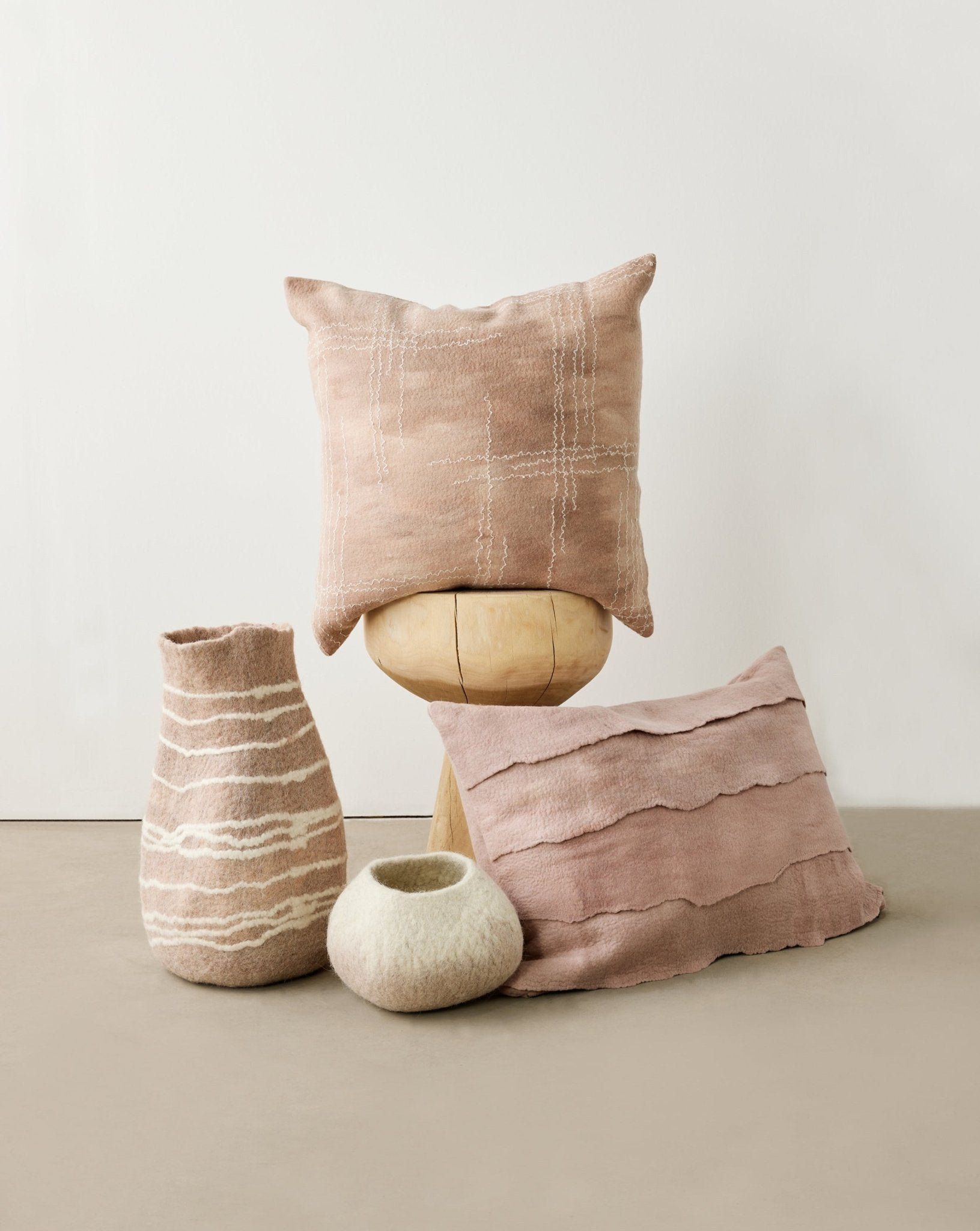 Soft Stone Ombre Decorative Wool Ukhamba Bowl Kanju Interiors