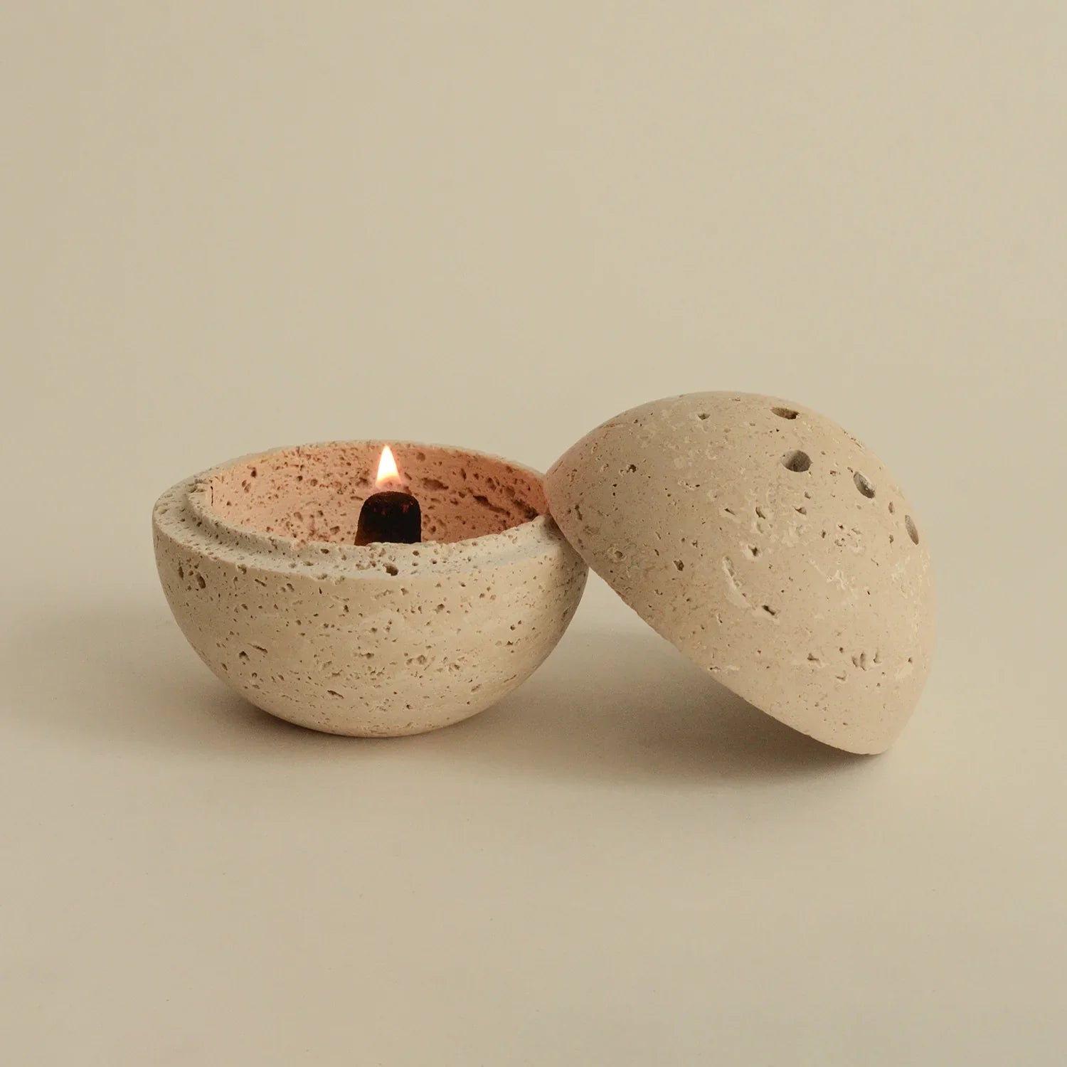 Travertine Sphere Incense & Smudging Burner