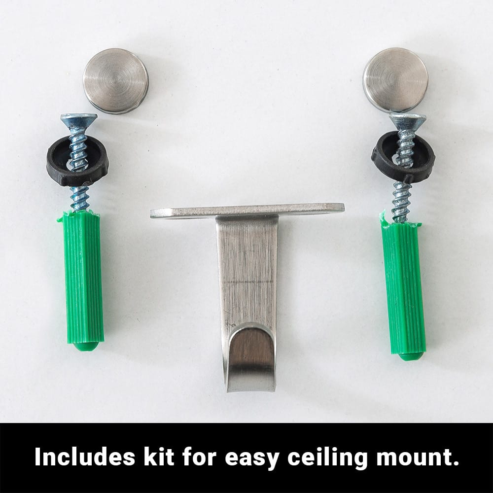 Shield Your Body Faraday Bed Canopy ceiling mount kit with screws, anchors and a stainless steel hook