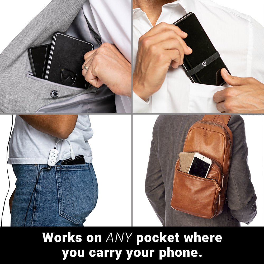 Shield Your Body Phone Shield works in any pocket: jacket, jeans and sling bag