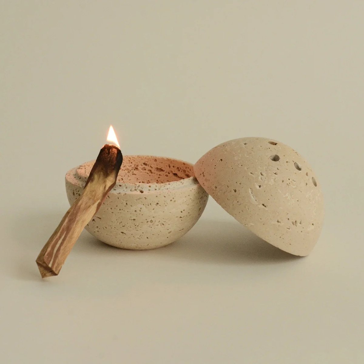 Travertine Sphere Incense & Smudging Burner CEDAR AND MYRRH