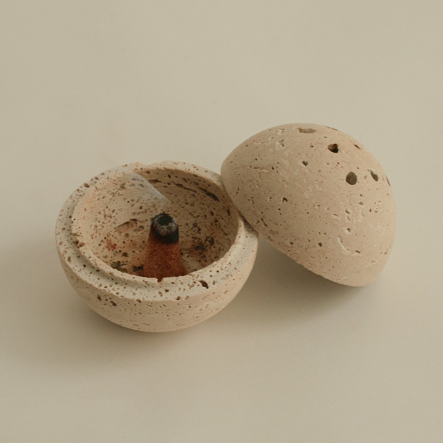 Travertine Sphere Incense & Smudging Burner CEDAR AND MYRRH