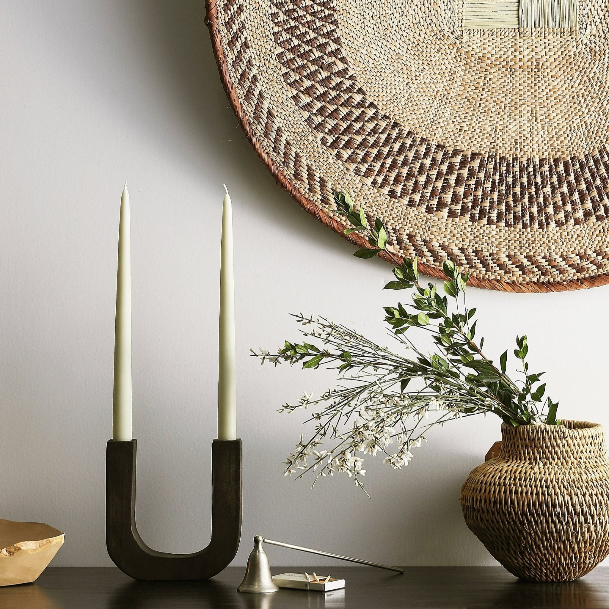 U - Shaped Wooden Double Taper Candlestick Holder Kanju Interiors