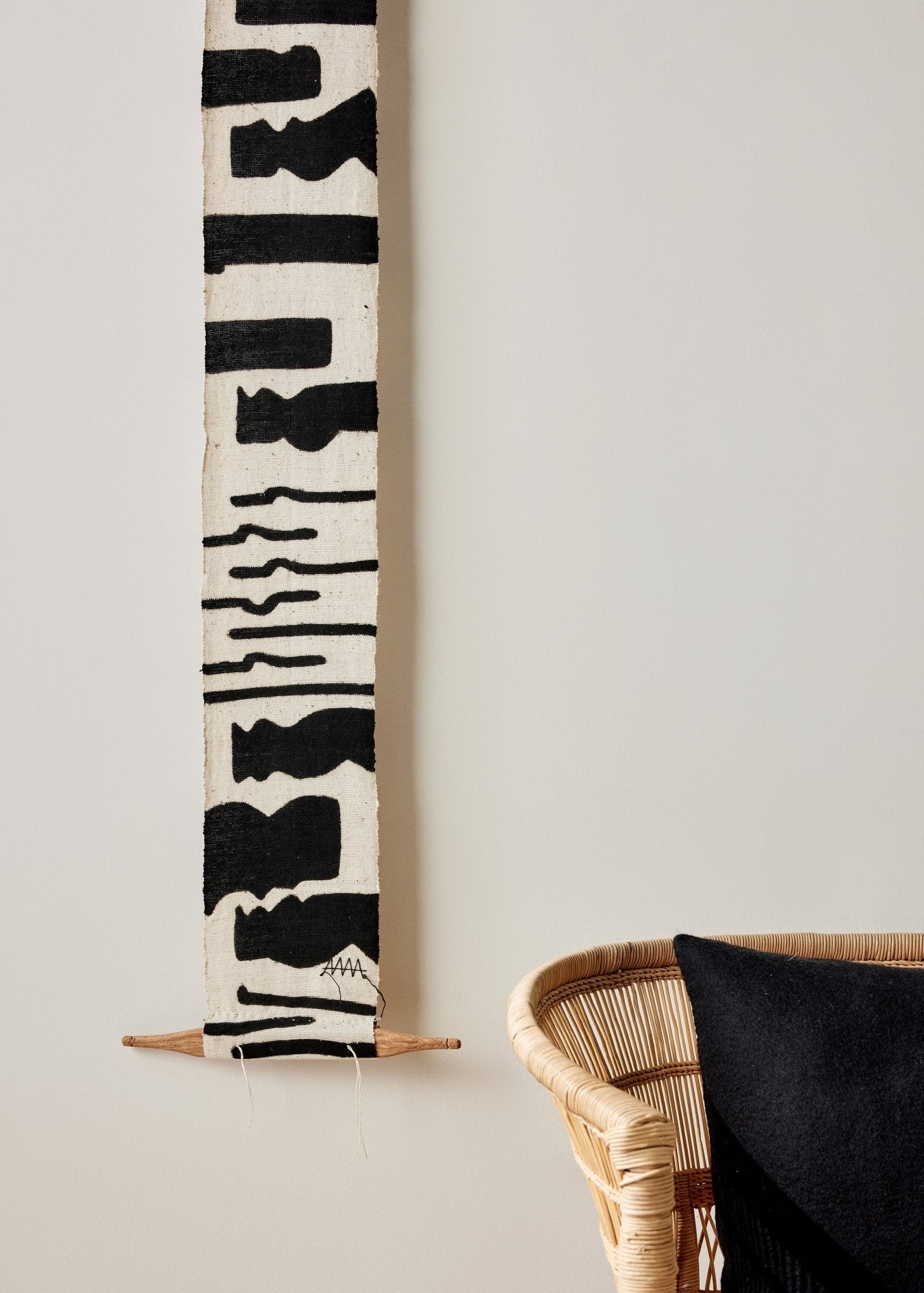 Vibrations Bogolan Wall Totem in White with Black Vibes Kanju Interiors