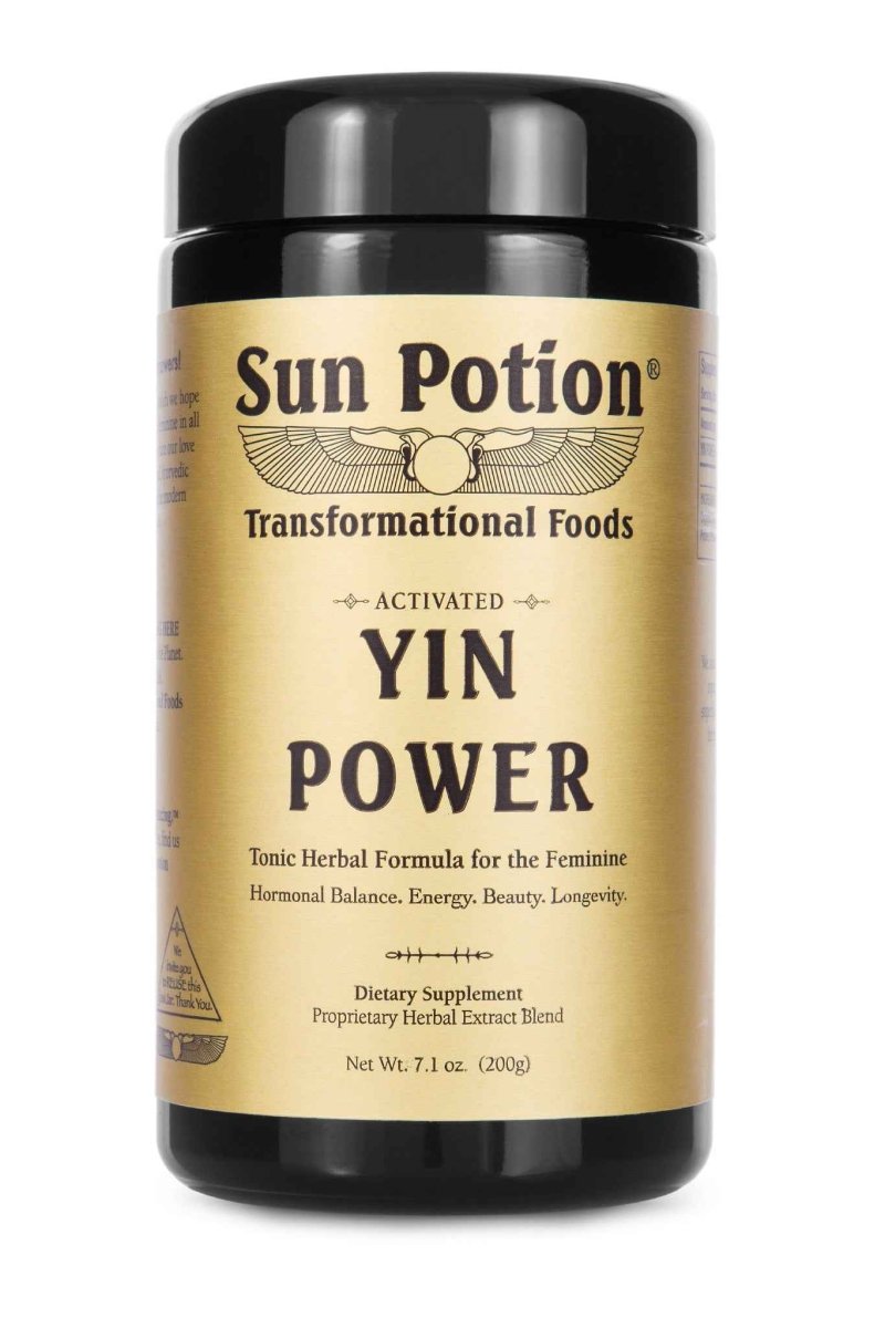 Sun Potion Yin Power jar, a tonic herbal formula for the feminine, 7.1 oz, front view