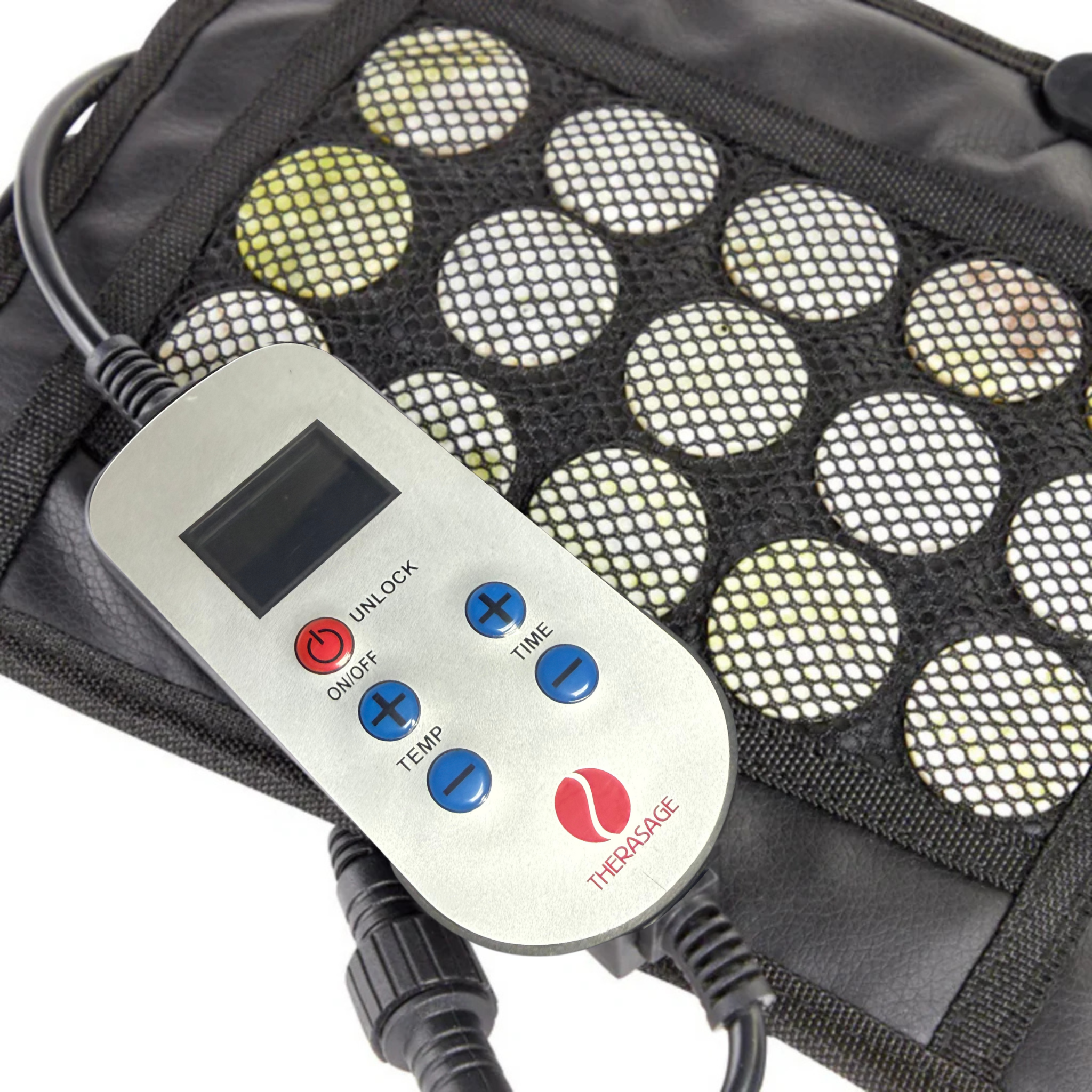 Massage mat with control panel on a white background