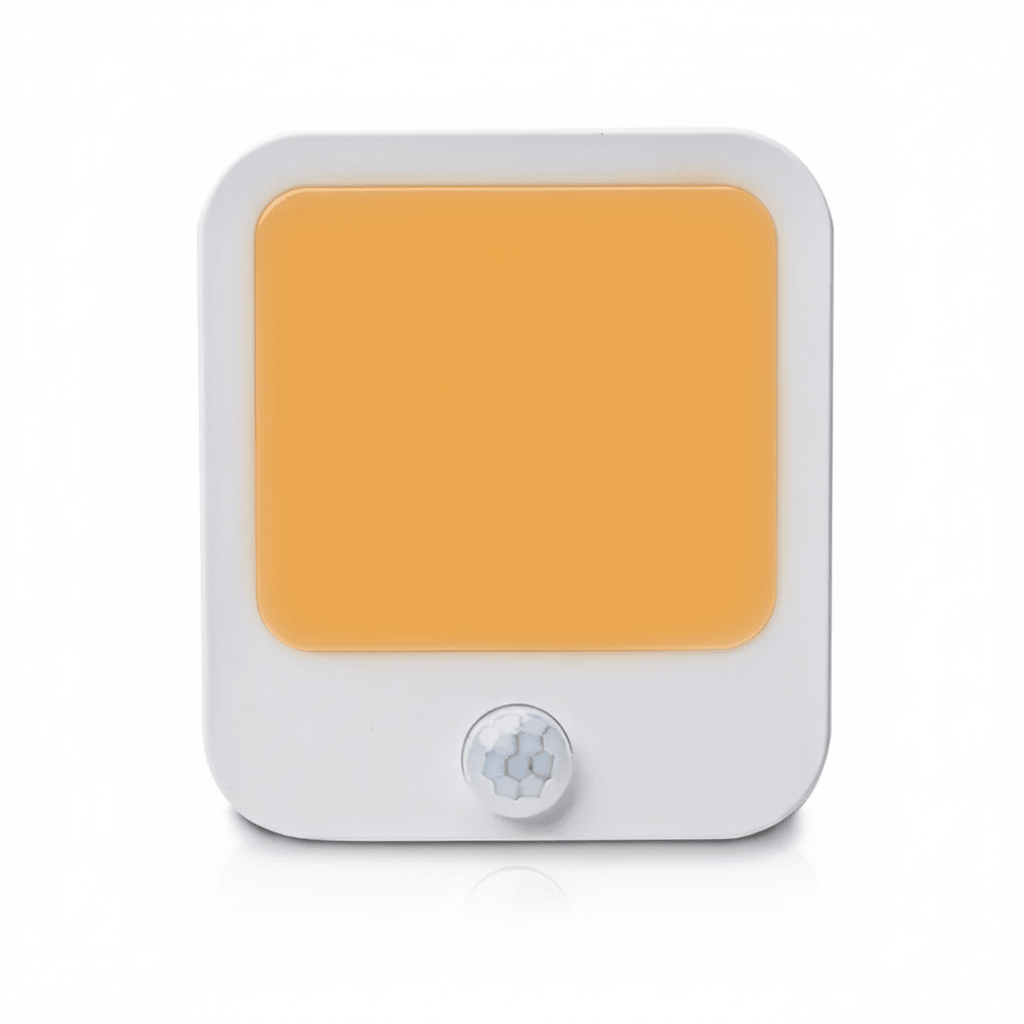 DreamWalkerz motion-sensing nightlight glowing amber on a white background