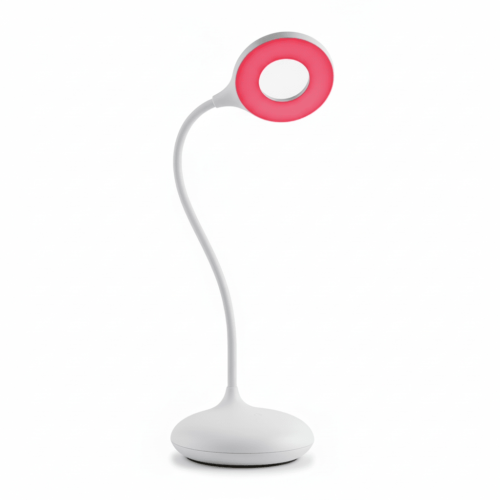 DreamWalkerz nursery ring lamp glowing red on a white background