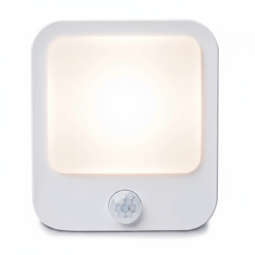 DreamWalkerz motion-sensing nightlight with a warm white light, front view