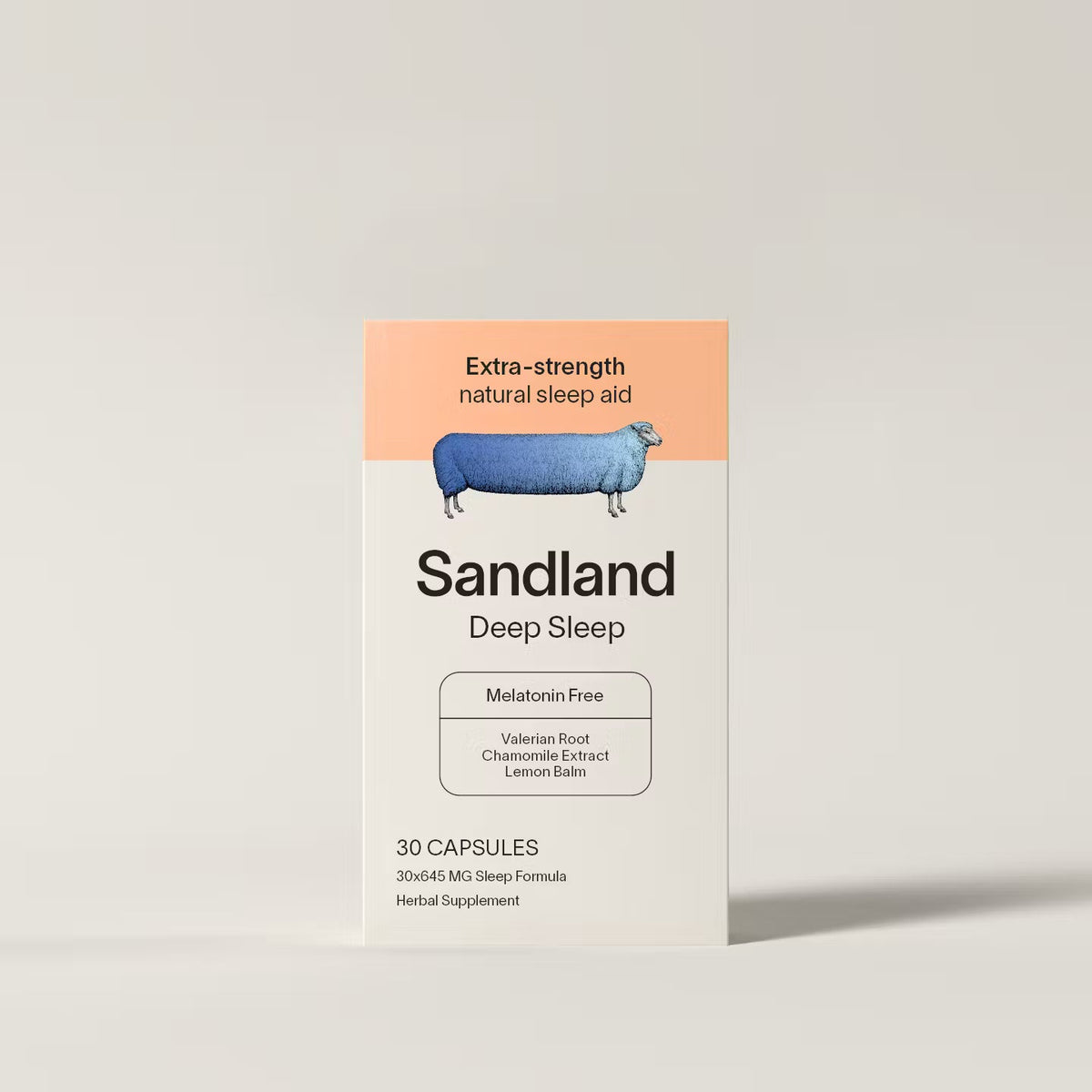 Sandland Sleep Deep Sleep box, a melatonin-free extra-strength natural sleep aid, 30 capsules