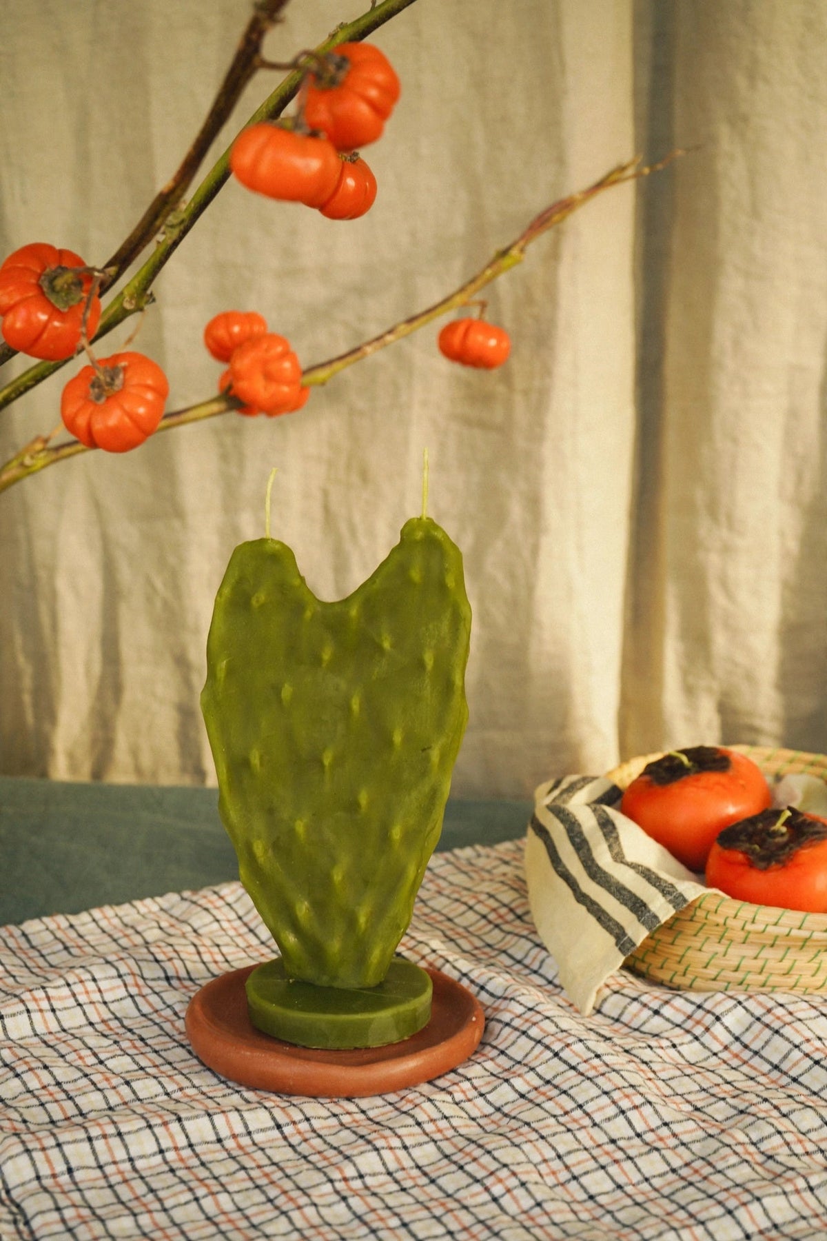 Heart Nopal Cactus Beeswax Candle