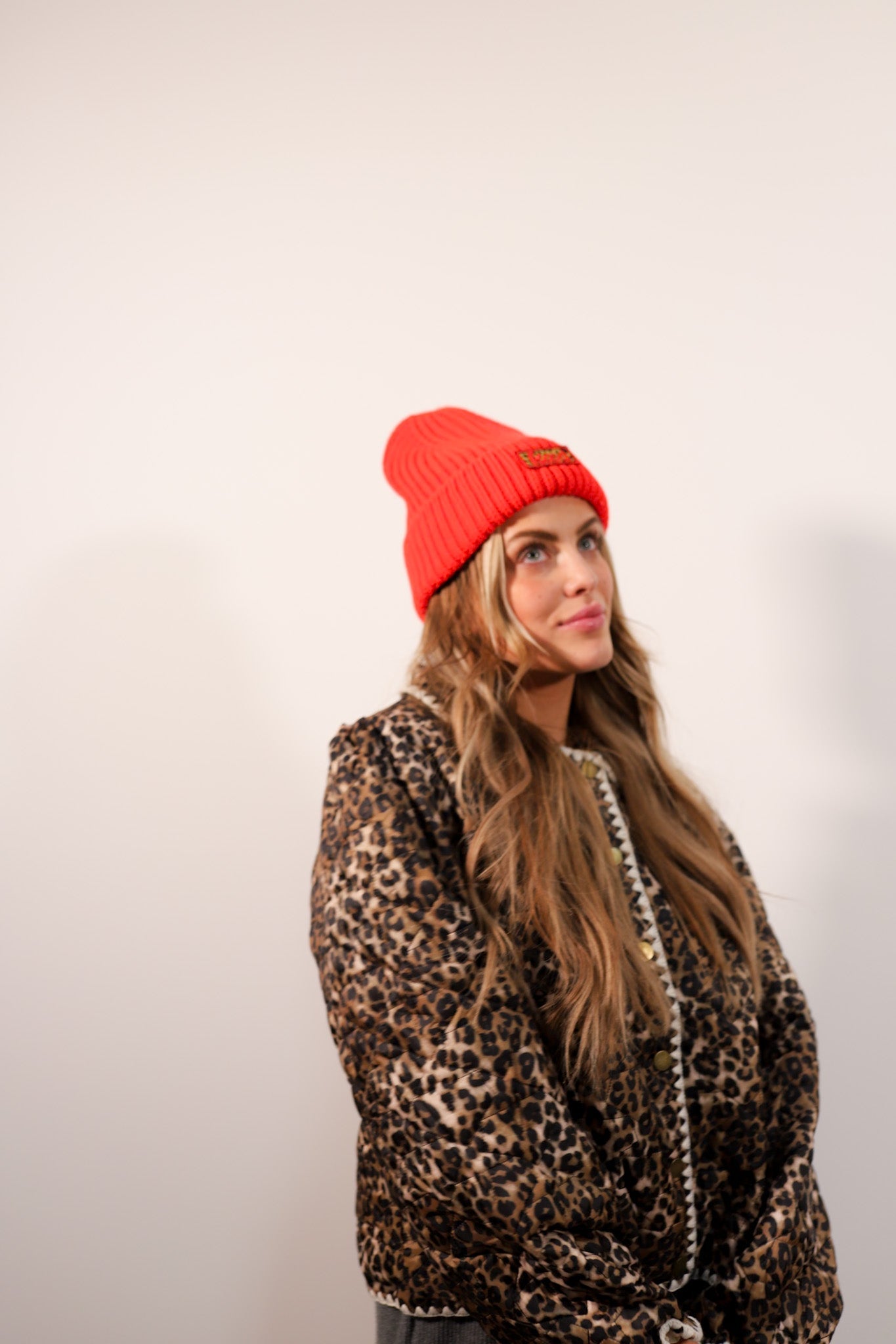RED CHEETAH BEANIE