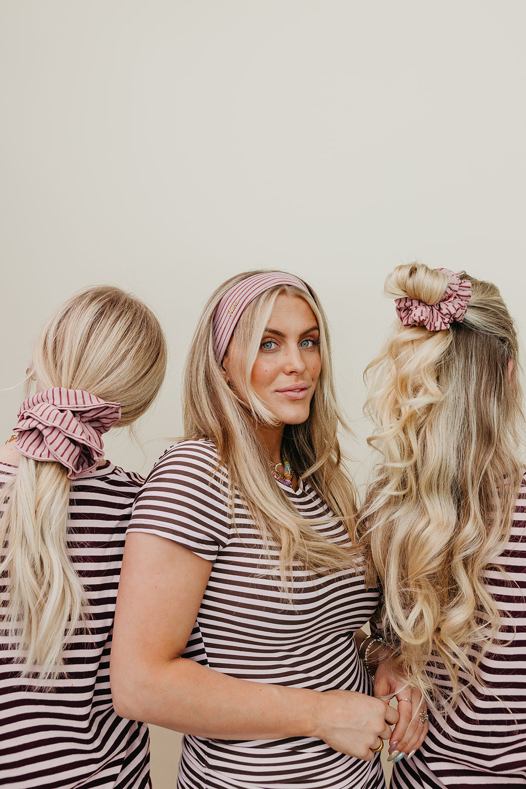 STRIPED OVERSIZED SCRUNCHIE + HEADBAND BUNDLE