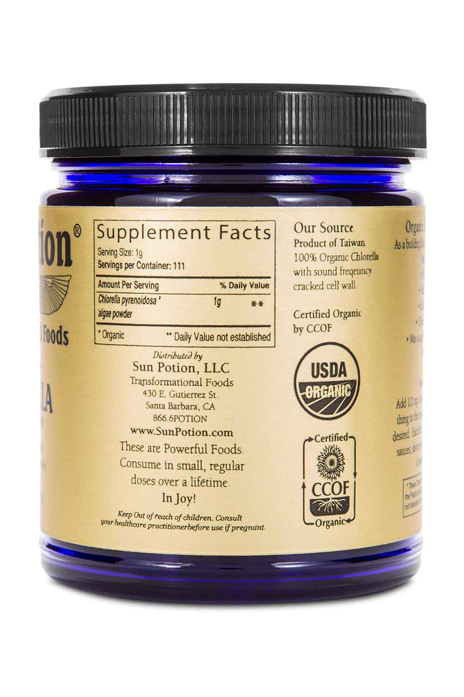 Chlorella Powder (Organic, Sound Processed) Sun Potion