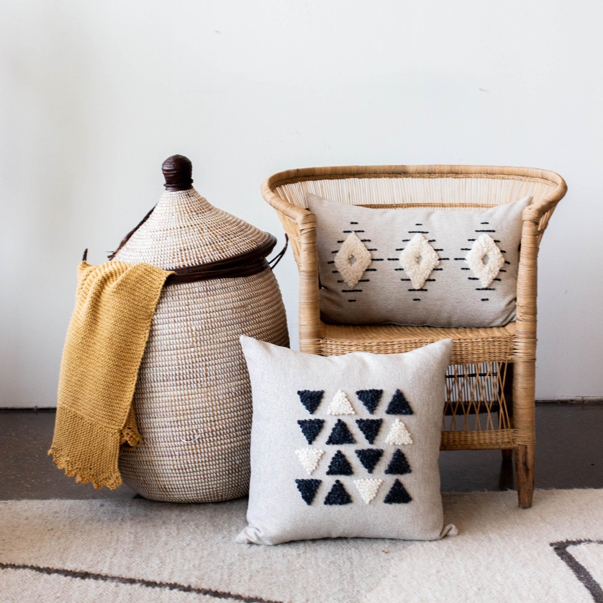 AfriScandi Harvest Wool + Cotton Throw Pillow Kanju Interiors