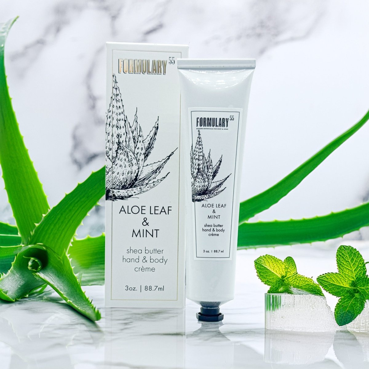 Aloe Leaf & Mint - On-the-Go Shea Butter Hand and Body Creme Tube Formulary 55
