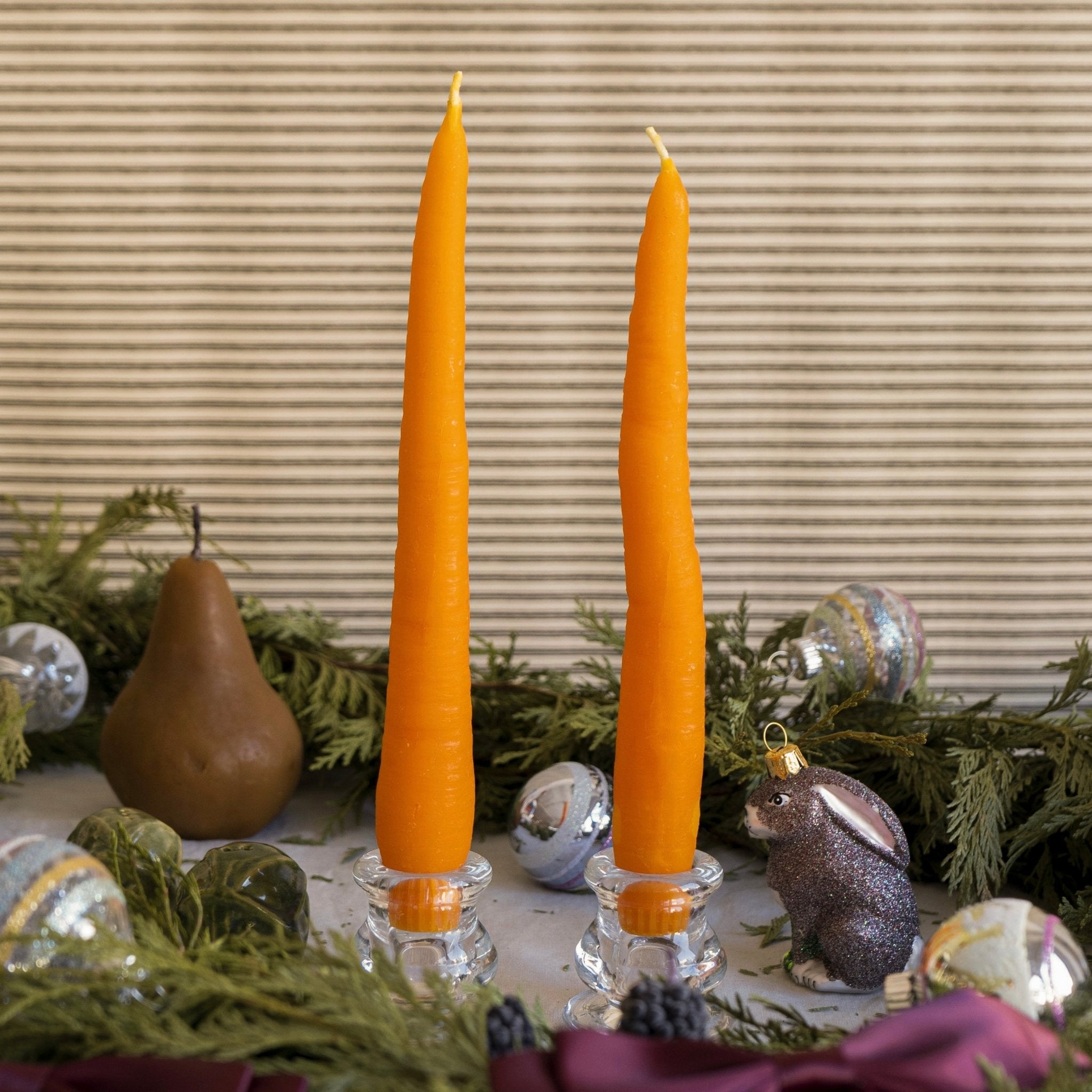 Beeswax Carrot Taper Candles - Set of 2 Happy Organics