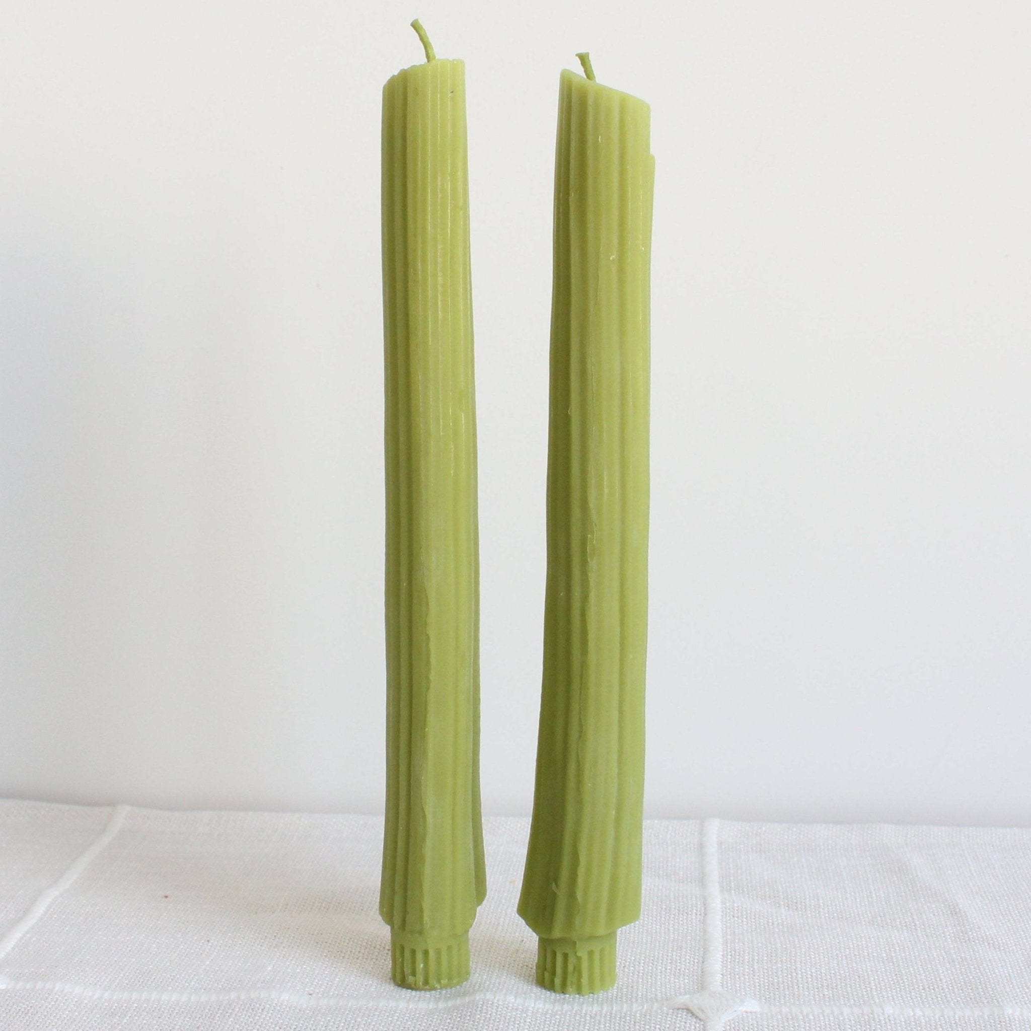 BEESWAX CELERY TAPER CANDLES - SET OF 2 Happy Organics