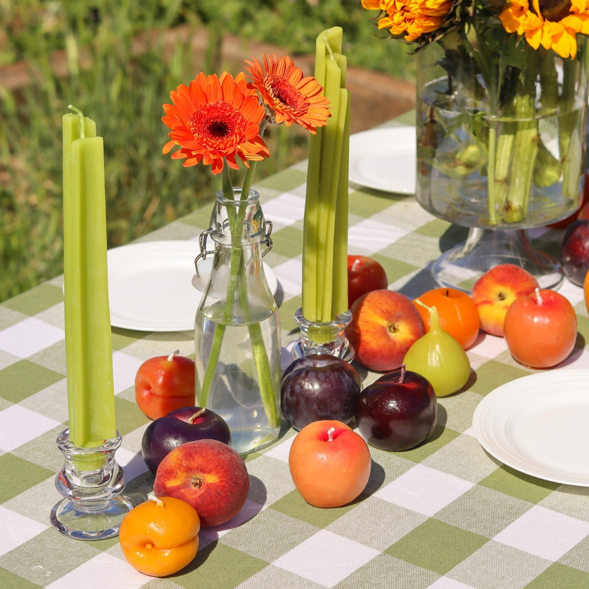 BEESWAX CELERY TAPER CANDLES - SET OF 2 Happy Organics