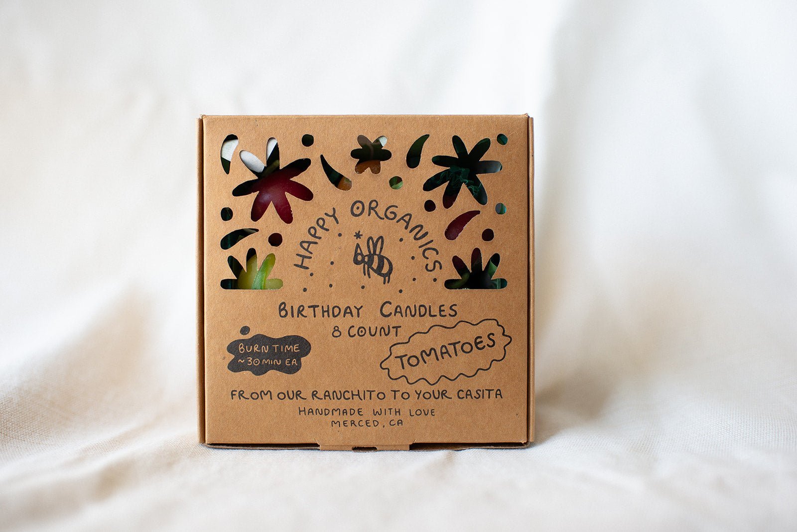 Beeswax Cherry Tomato Birthday Candles (8) Happy Organics