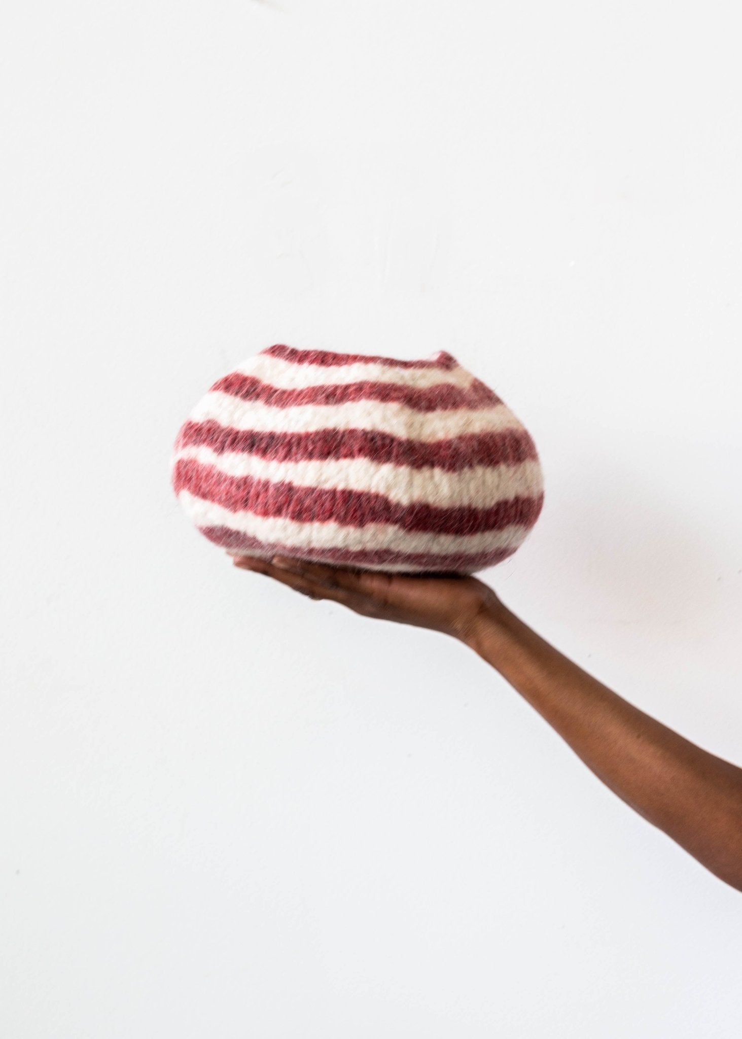 Berry Red Pathways Decorative Wool Ukhamba Bowl Kanju Interiors