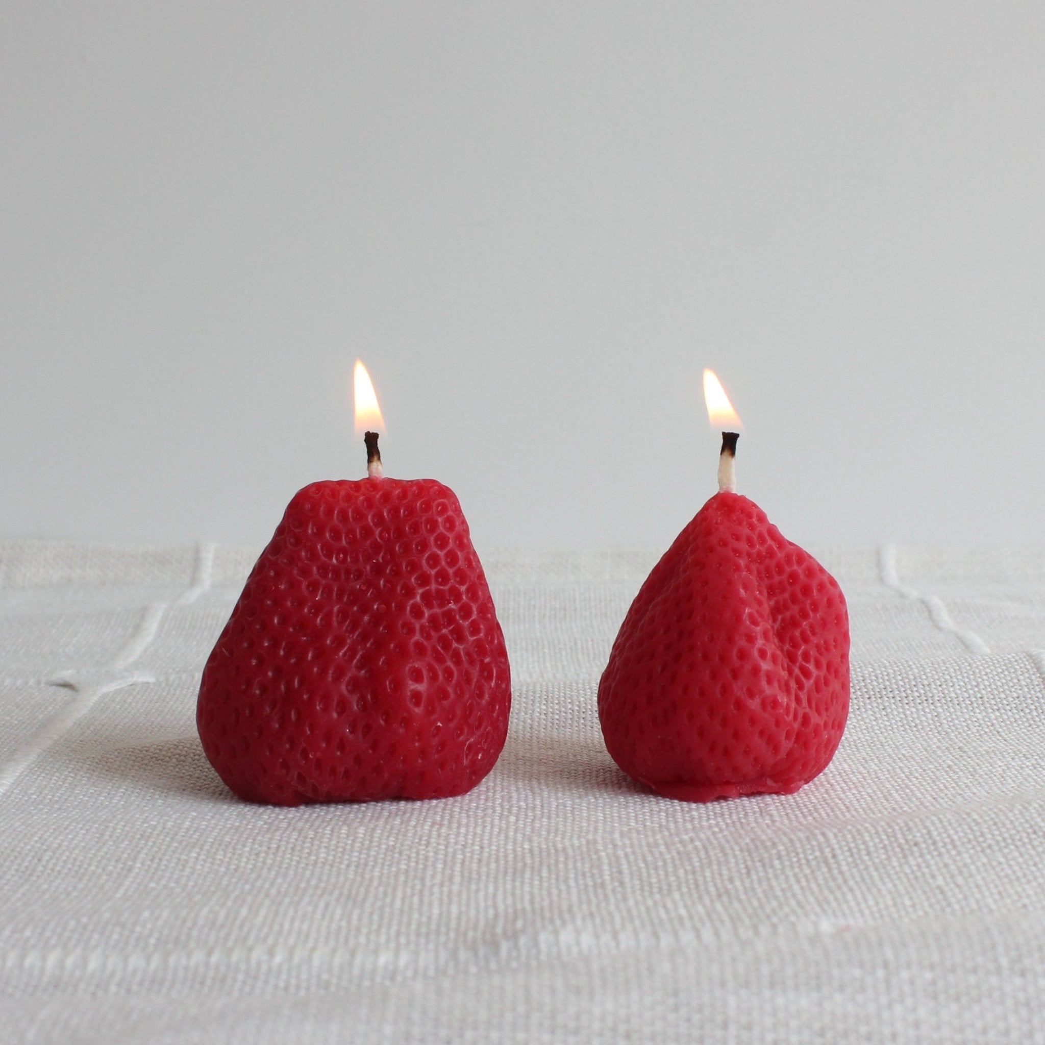Big Strawberry Beeswax Candle Pair Happy Organics