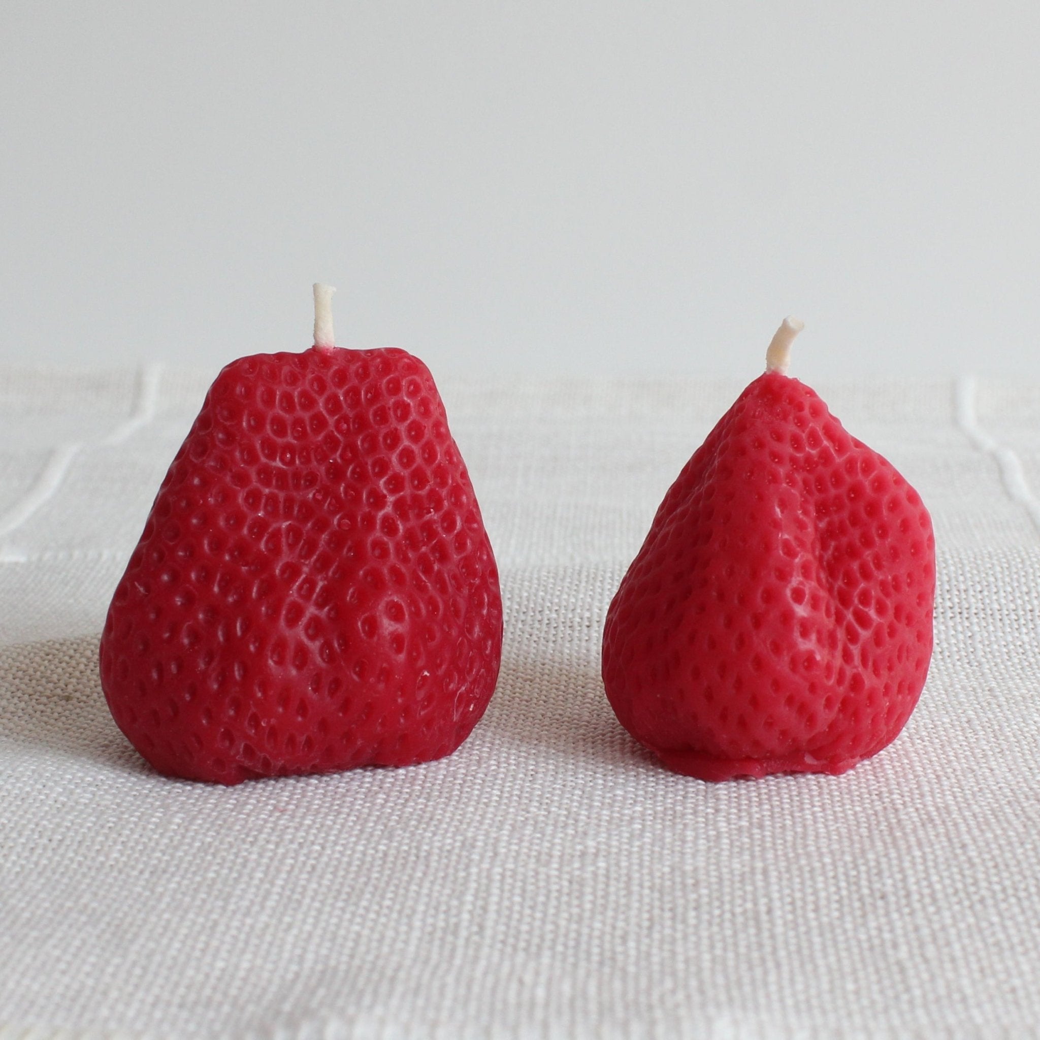 Big Strawberry Beeswax Candle Pair Happy Organics