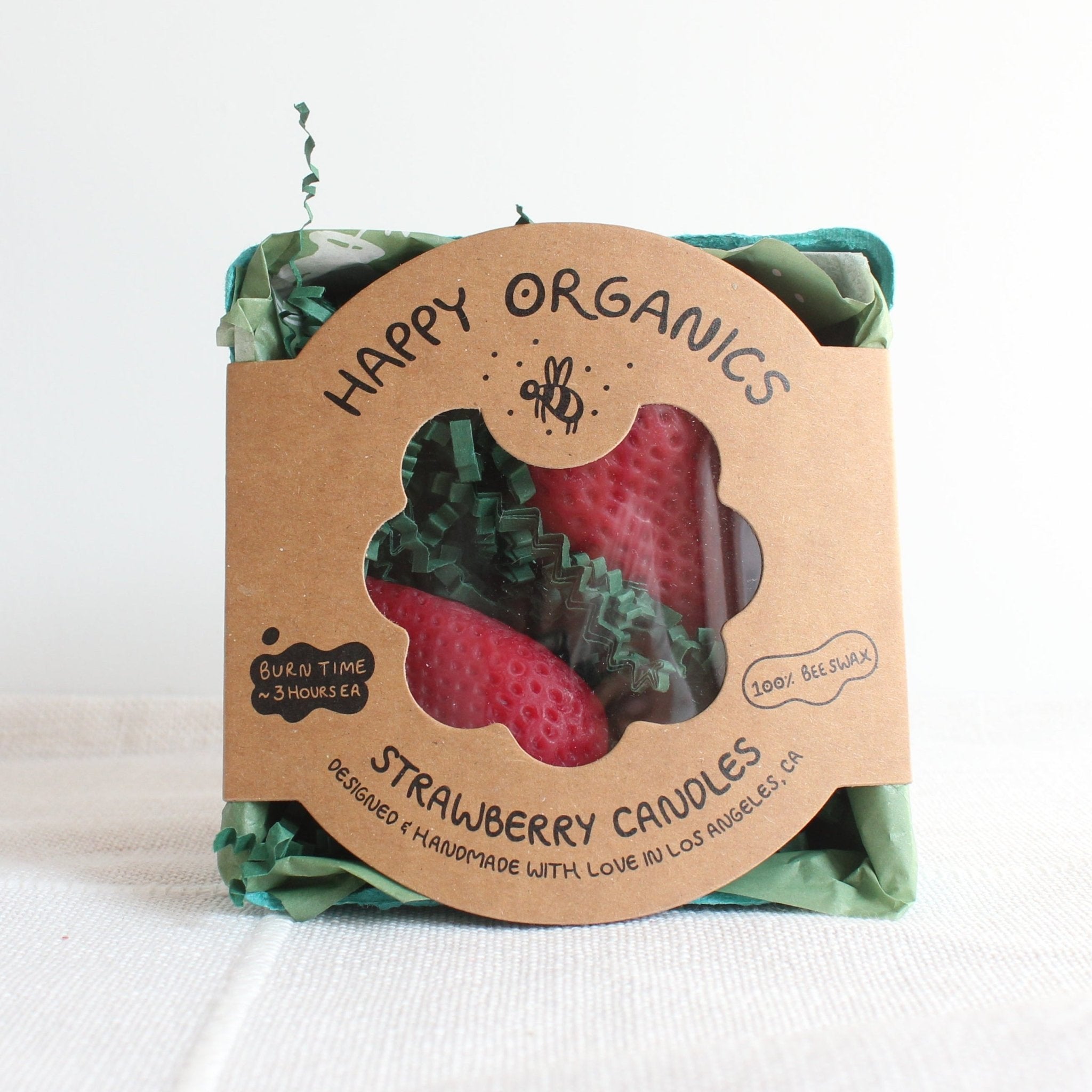 Big Strawberry Beeswax Candle Pair Happy Organics