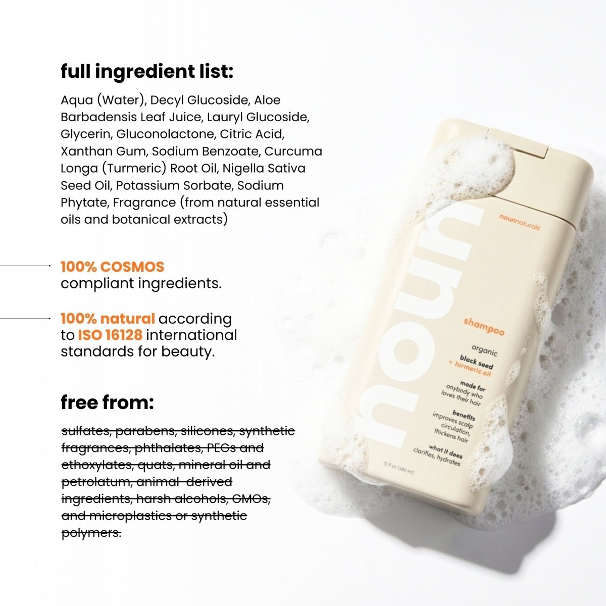 Black Seed & Turmeric Gentle Cleansing and Clarifying Shampoo for Daily Use Noun Naturals