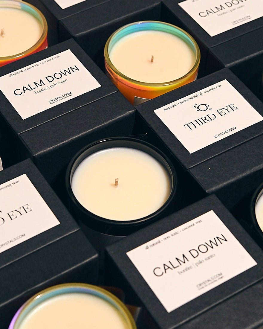CALM DOWN Candle CRYSTALS.COM