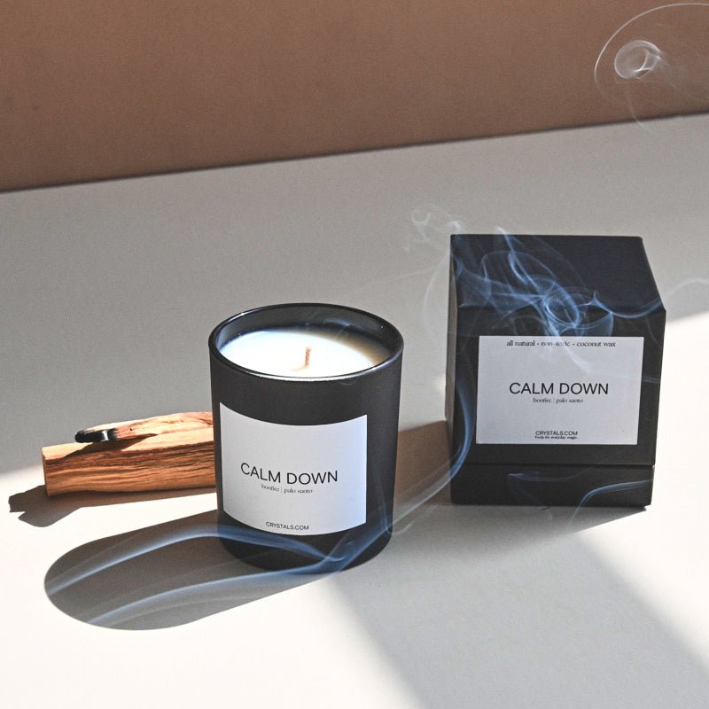 CALM DOWN Candle CRYSTALS.COM