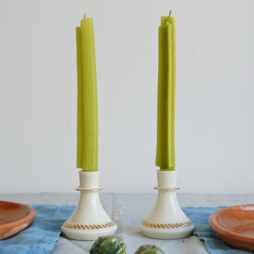 Celery Beeswax Taper Candles — Set of 2 Happy Organics