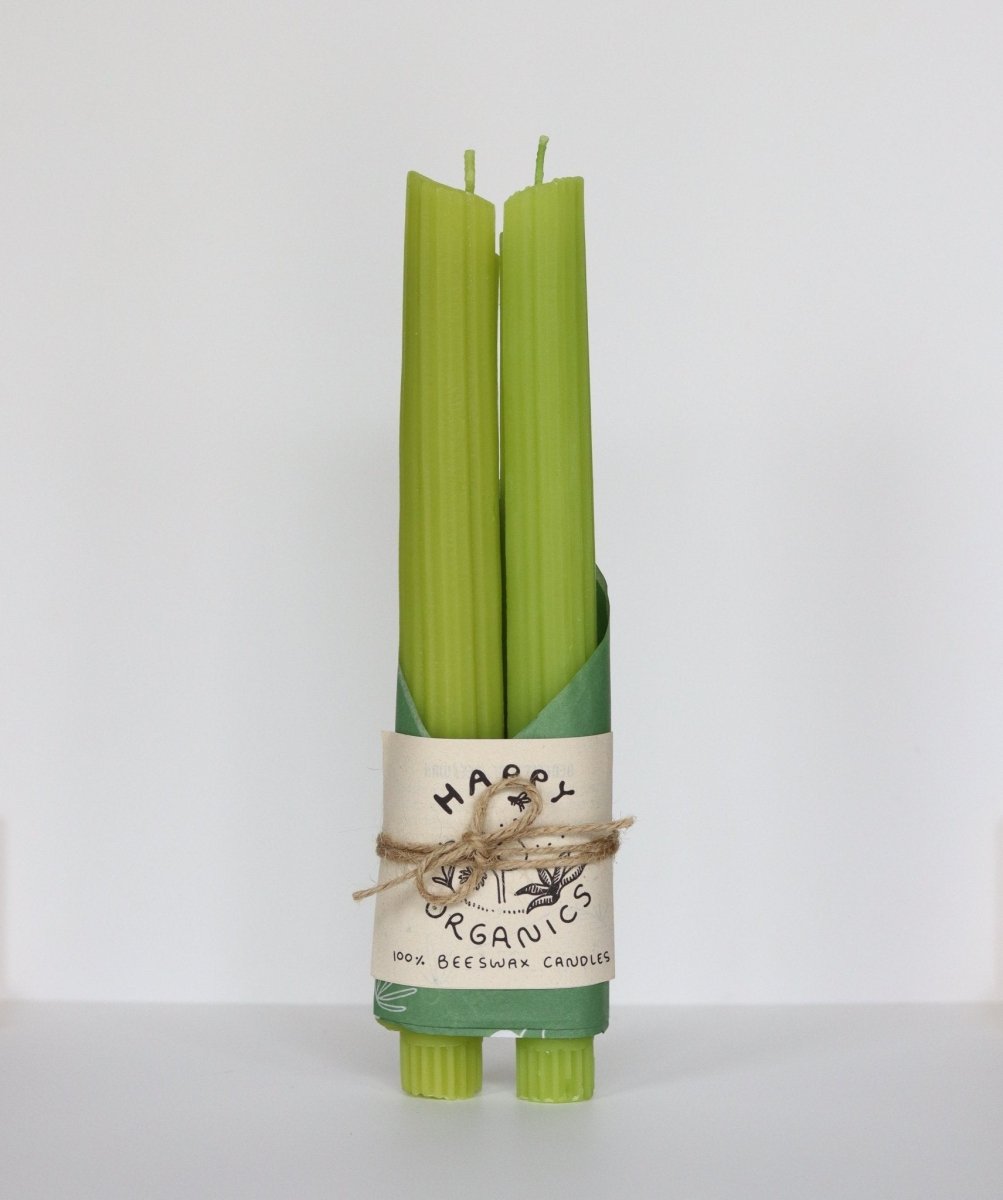 Celery Taper Beeswax Candles Happy Organics
