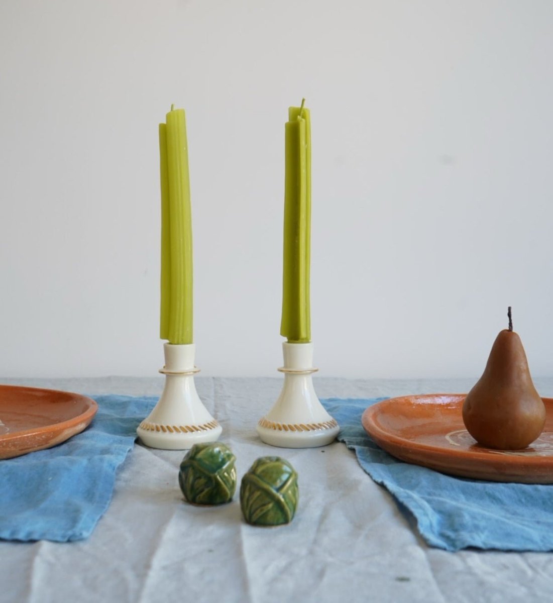 Celery Taper Beeswax Candles Happy Organics