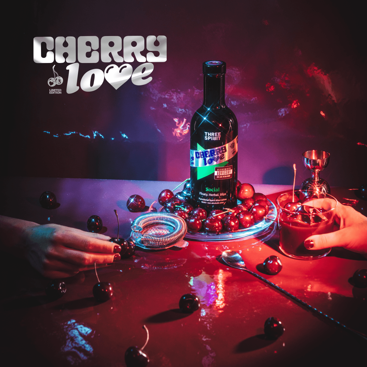 Cherry Love Social XXX • LIMITED EDITION Non - Alcoholic Botanical Elixir Three Spirit US